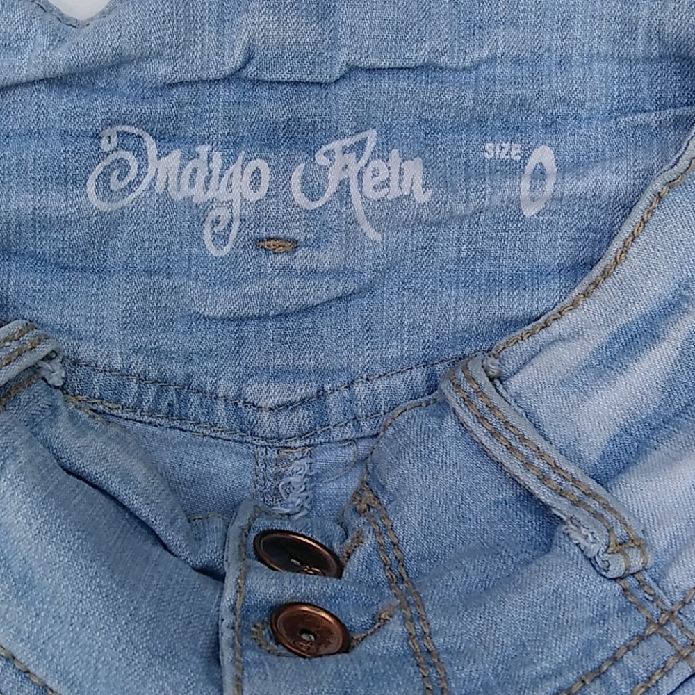 Indigo Rein Destroyed High Waist Denim Shorts Sz 0 - Picture 5 of 6